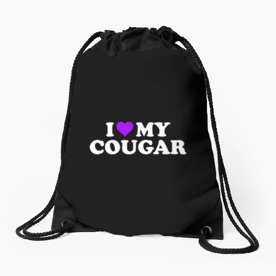 I Love Cougars Cougar Humor Valentine's Day 3BK4 Drawstring Bags