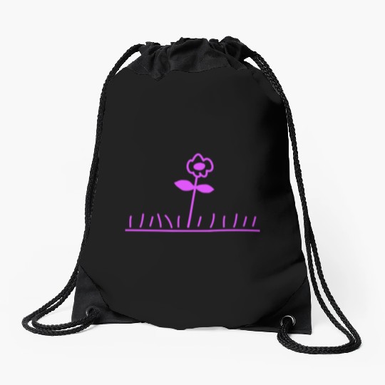 Pink Meadow Flower Spring Summer Grass Flowers Fun Drawstring Bags