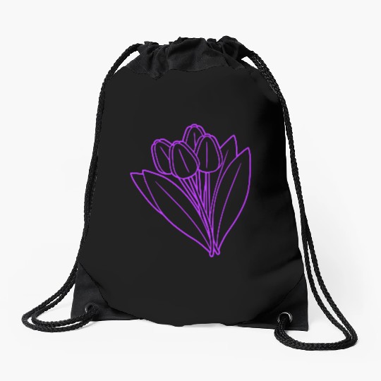Pink Purple Tulips Bouquet Spring Summer Flowers Drawstring Bags