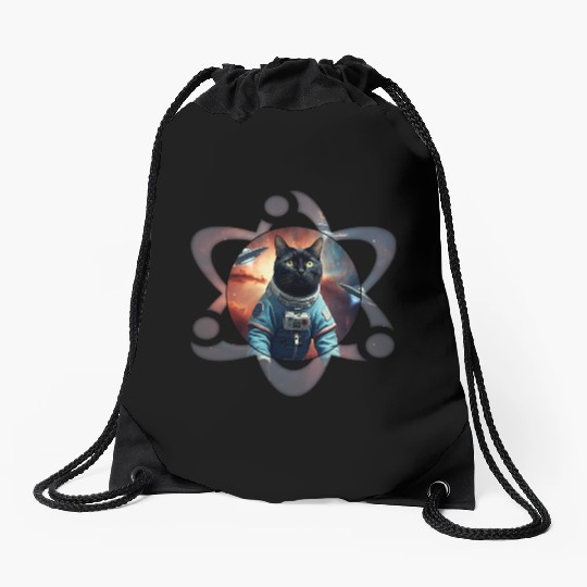 Space Cat Science Drawstring Bags