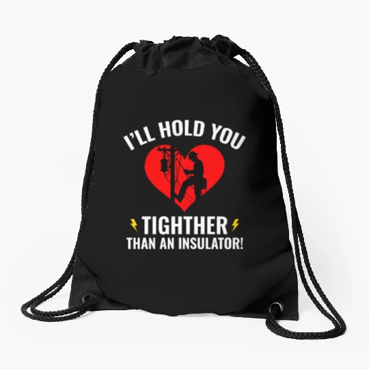 Lineman Valentine Insulator Love Humor Design Drawstring Bags