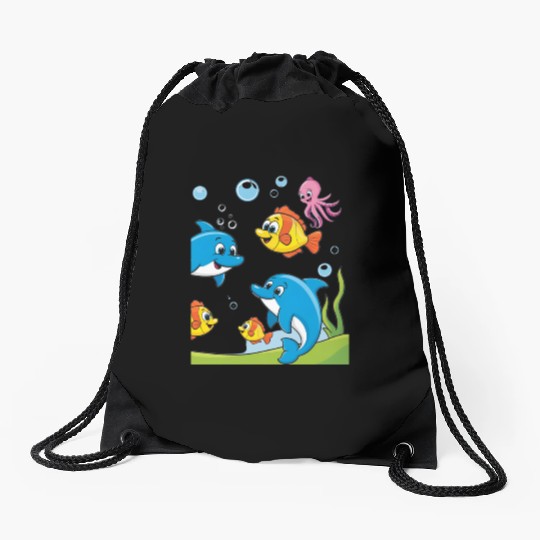 Dolphins and Friends Drawstring Bags