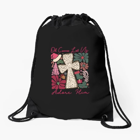 Oh Come Let Us Adore Him Funny Chrismas Jesus Drawstring Bags