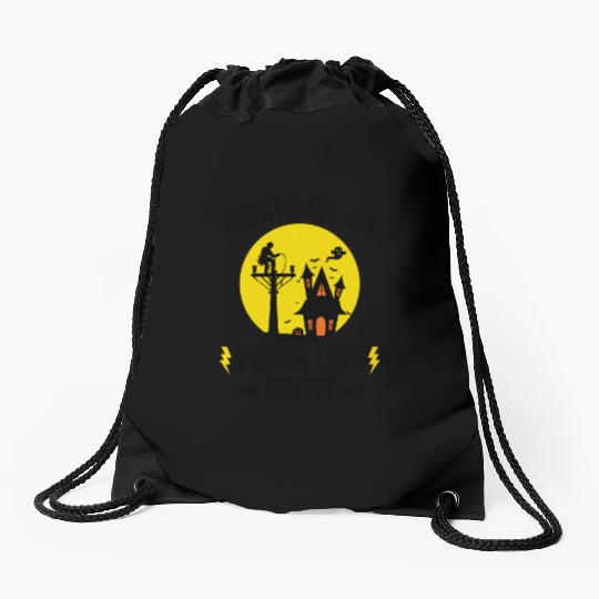 Nightmare on Power Line Street – Lineman Halloween Drawstring Bags