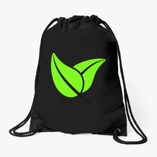 2 Green Beautiful Leaves Eco Spring Summer Nature Drawstring Bags