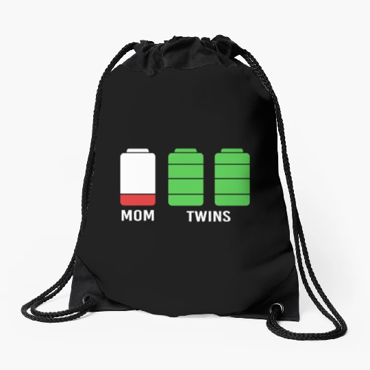 Funny Birthday Mama Twin Mom Low Battery Drawstring Bags