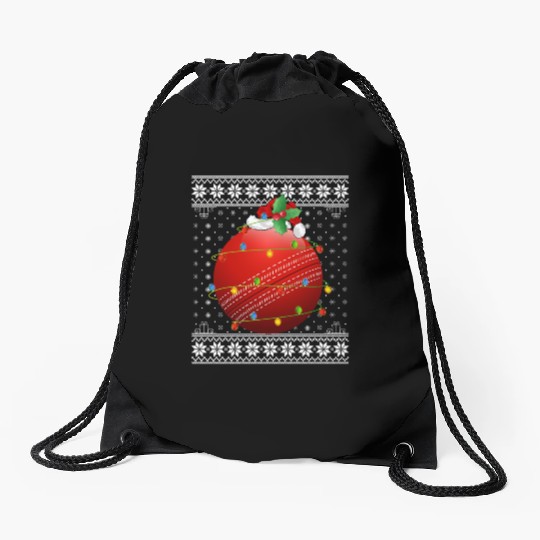 Cricket Player Ugly Christmas Drawstring Bags
