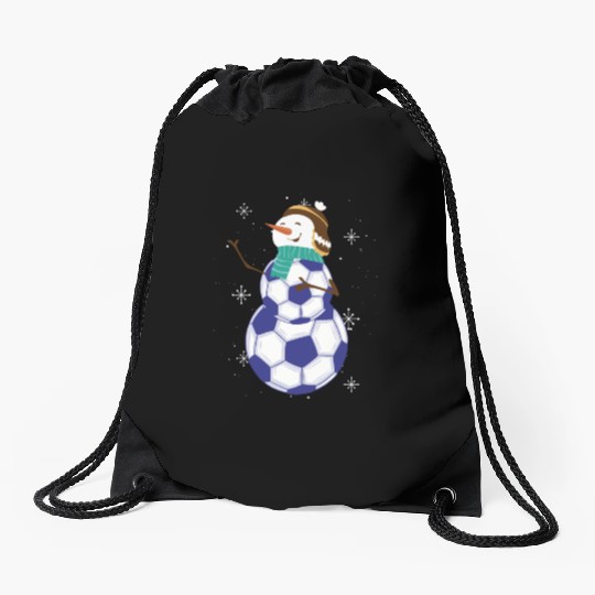 Snowman Soccer Winter Wonderland Fun Drawstring Bags