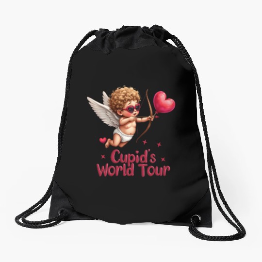 Cupid world tour Drawstring Bags