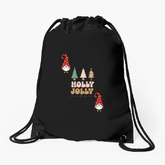 Holly Jolly Vibes Drawstring Bags