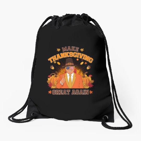Make Thanksgiving Great Again Autumn Fall Leaves Drawstring Bags