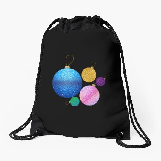 Xmas multicolor glisser balls ornement Drawstring Bags