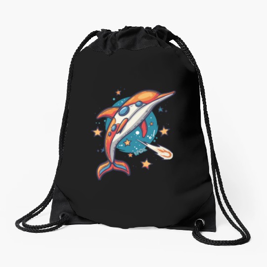 Super Funky Funk Dolphin Drawstring Bags