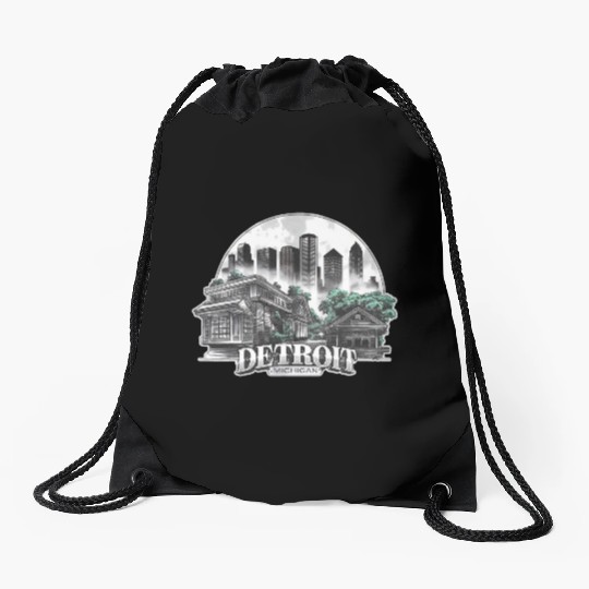 Detroit City Michigan USA Drawstring Bags