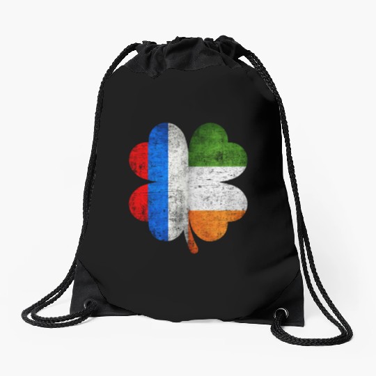 Russian Irish Shamrock Russia Ireland Flag Drawstring Bags