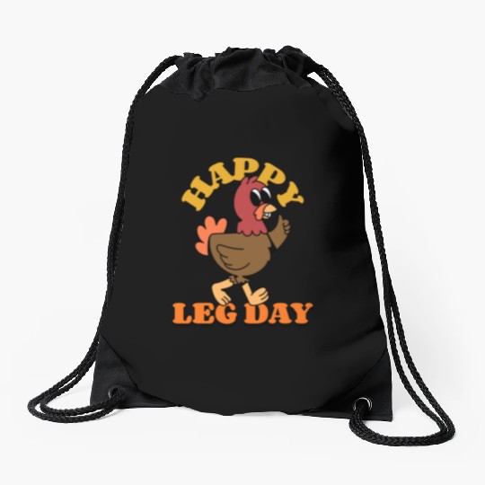 Happy Leg Day thanksgiving Drawstring Bags