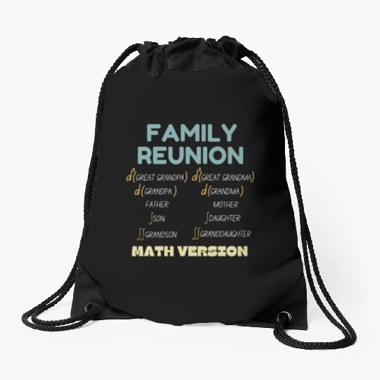 Family reunion funny math equation family members Drawstring Bags