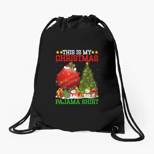 Cricket Ball Christmas Tree Lights Drawstring Bags