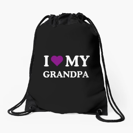 I love my grandpa purple Alzheimer's awareness Drawstring Bags