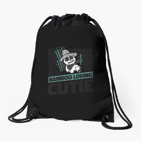 Bamboo Loving Cutie Panda Bear Friend Giant Panda Drawstring Bags