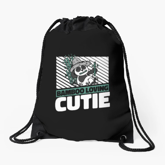 Bamboo Loving Cutie Panda Bear Friend Giant Panda Drawstring Bags