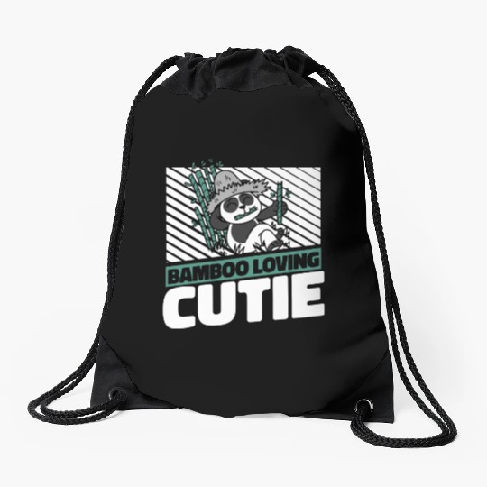 Bamboo Loving Cutie Panda Bear Friend Giant Panda Drawstring Bags