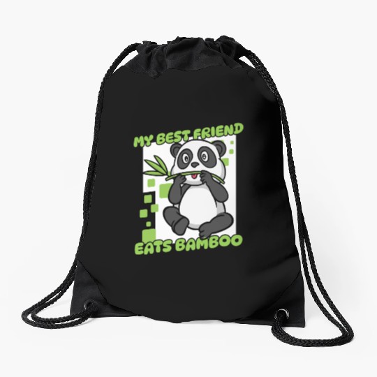 My Best Friend Eats Bamboo Panda Bear Friend Drawstring Bags