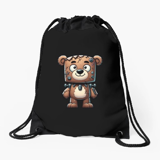 Funny Halloween Zombie Bear Monster Cartoon Drawstring Bags