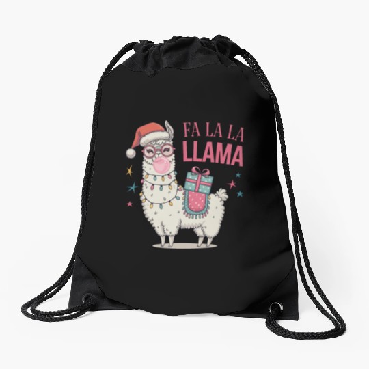 Christmas Llamas, Fa La La Llama Drawstring Bags