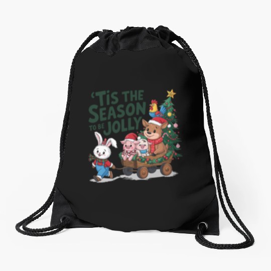 Merry Christmas, Christmas tree retro Drawstring Bags