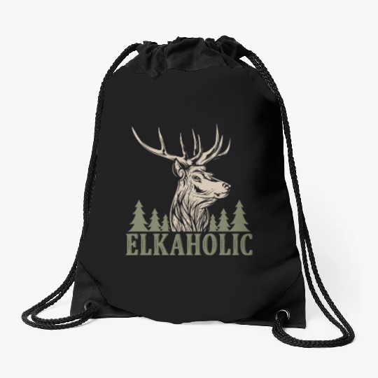 Elk Hunting Elkaholic Hunters Drawstring Bags