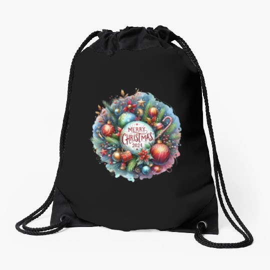 Merry Christmas, Christmas Vintage Drawstring Bags