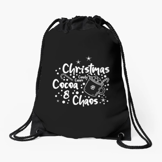 Christmas, Cocoa, Candy Canes, and Chaos Drawstring Bags