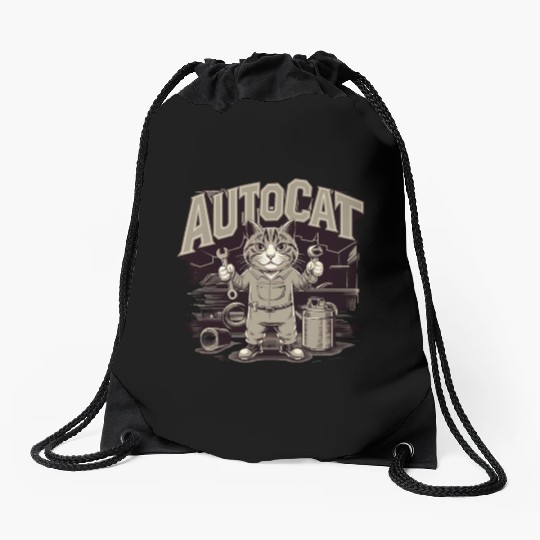 Funny Mechanic Cat for Mechanic Drawstring Bags