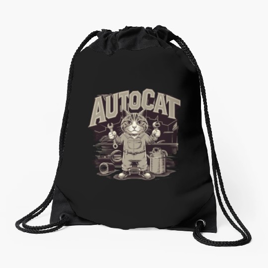 Funny Mechanic Cat for Mechanic Drawstring Bags