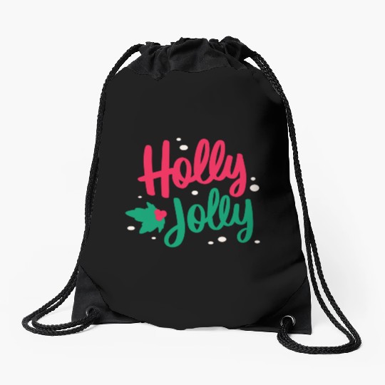 Christmas Holly Jolly Drawstring Bags
