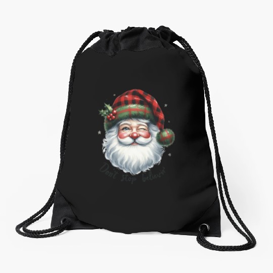 Don t Stop Believin, Santa Christmas Drawstring Bags