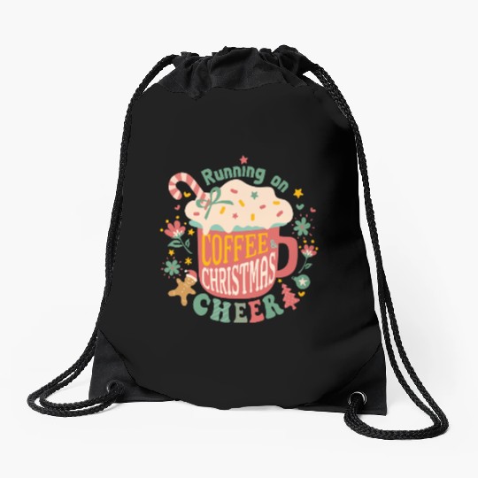 Running on Coffee Christmas Drawstring Bags
