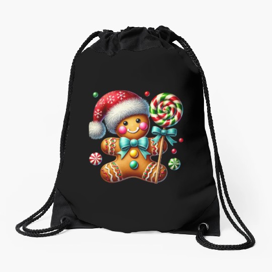 Gingerbread Christmas, Merry Christmas, Candy Drawstring Bags