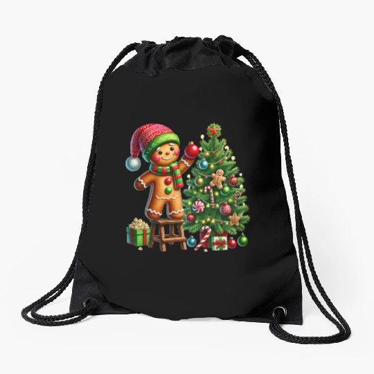 Gingerbread Christmas, Merry Christmas Drawstring Bags