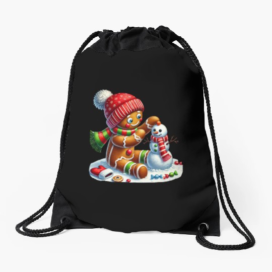 Gingerbread Christmas, Merry Christmas Drawstring Bags