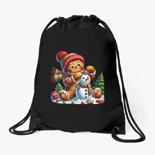 Gingerbread Christmas, Merry Christmas Drawstring Bags