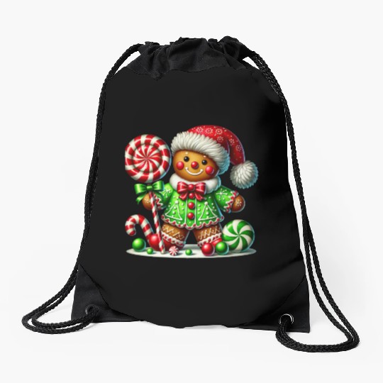 Gingerbread Christmas, Merry Christmas, Candy Drawstring Bags