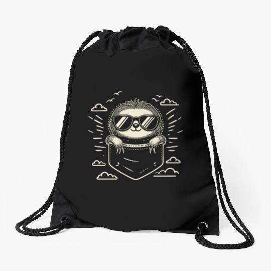 Minimalist Cute Pocket Sloth Vocation Vibe Drawstring Bags