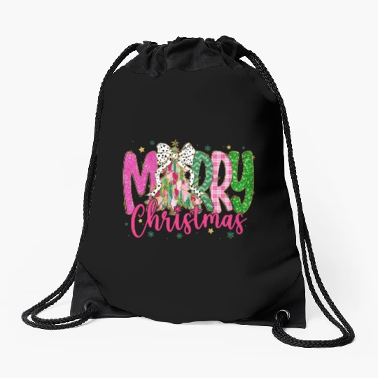 Merry Christmas, Christmas Vintage Drawstring Bags