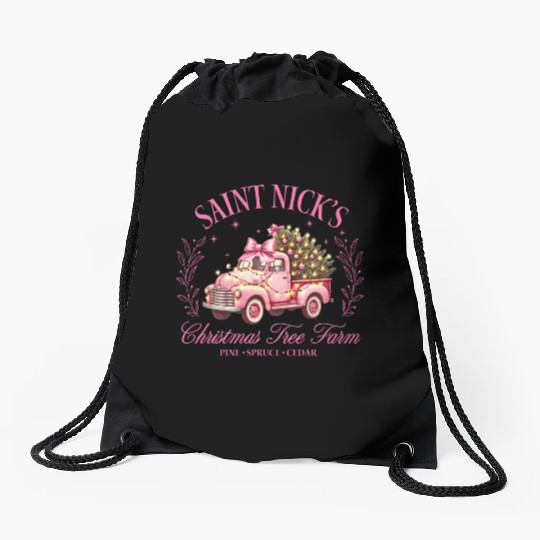 Saint Nicks Christmas Tree Farm Drawstring Bags