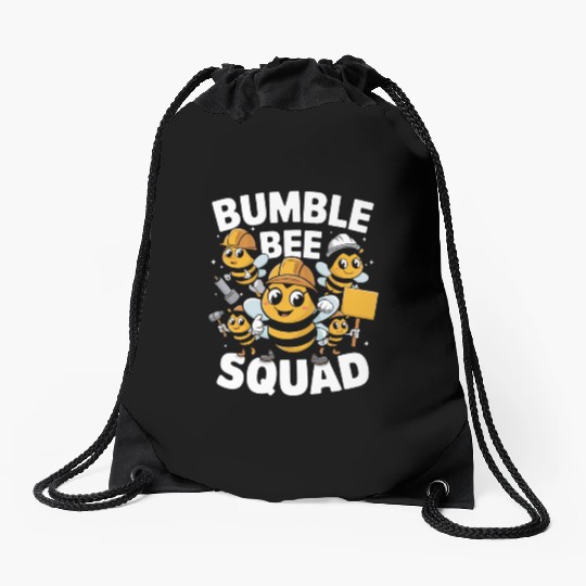 Fun Bumblebee Squad Cartoon Art Drawstring Bags