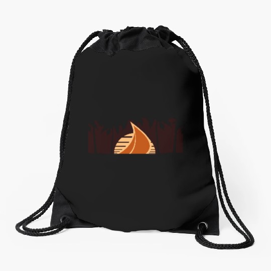 Ship Sun Palm Trees South Sea Evening Cool Sunset Drawstring Bags