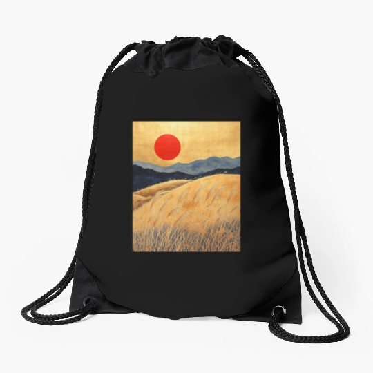 Sunset Serenity: Susuki Fields in Twilight Drawstring Bags