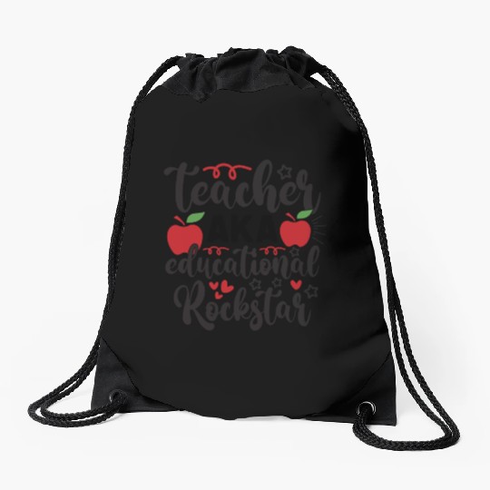 Teacher AKA education rockstar Drawstring Bags